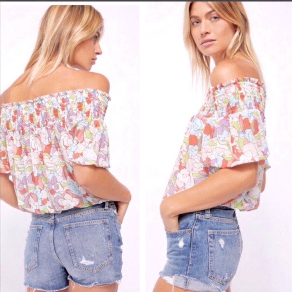 free people - boho floral off shoulder crop top!💕✨💕